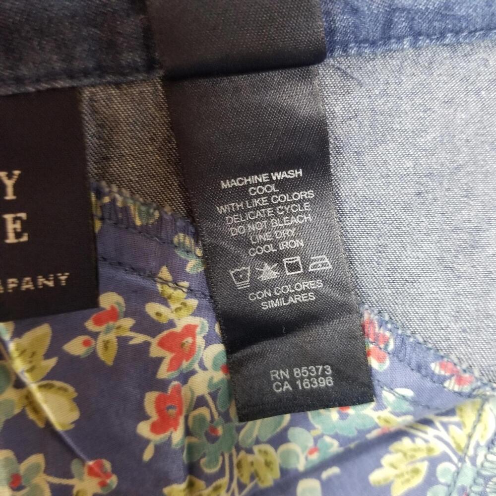 Crazy‎ Horse Cottage Floral Chambray Skirt Womens 14 Blue Pink - Picture 10 of 11